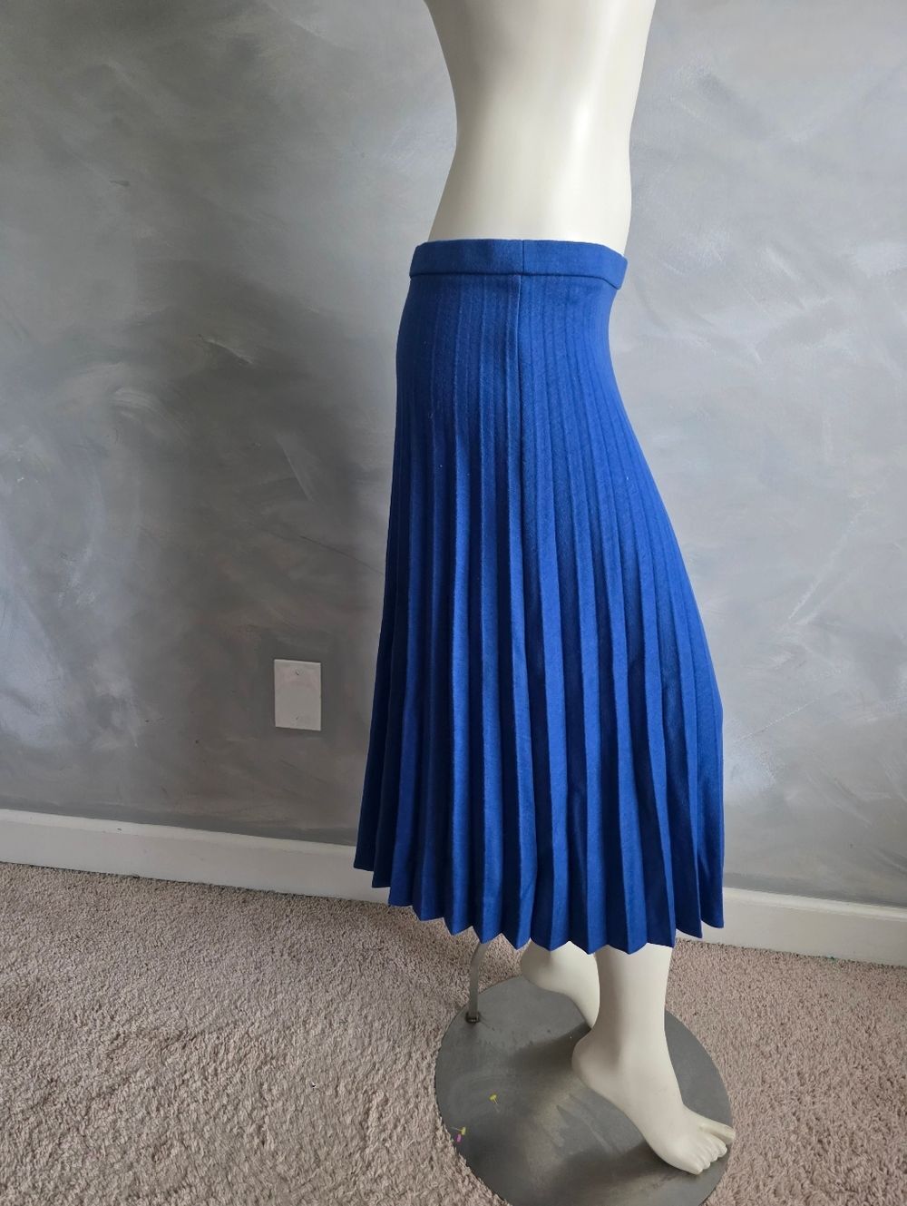 Vintage Black & Blue Virgin Wool Pleated Midi Skirt Womens 12 Set Of 2 Preppy - Picture 5 of 16
